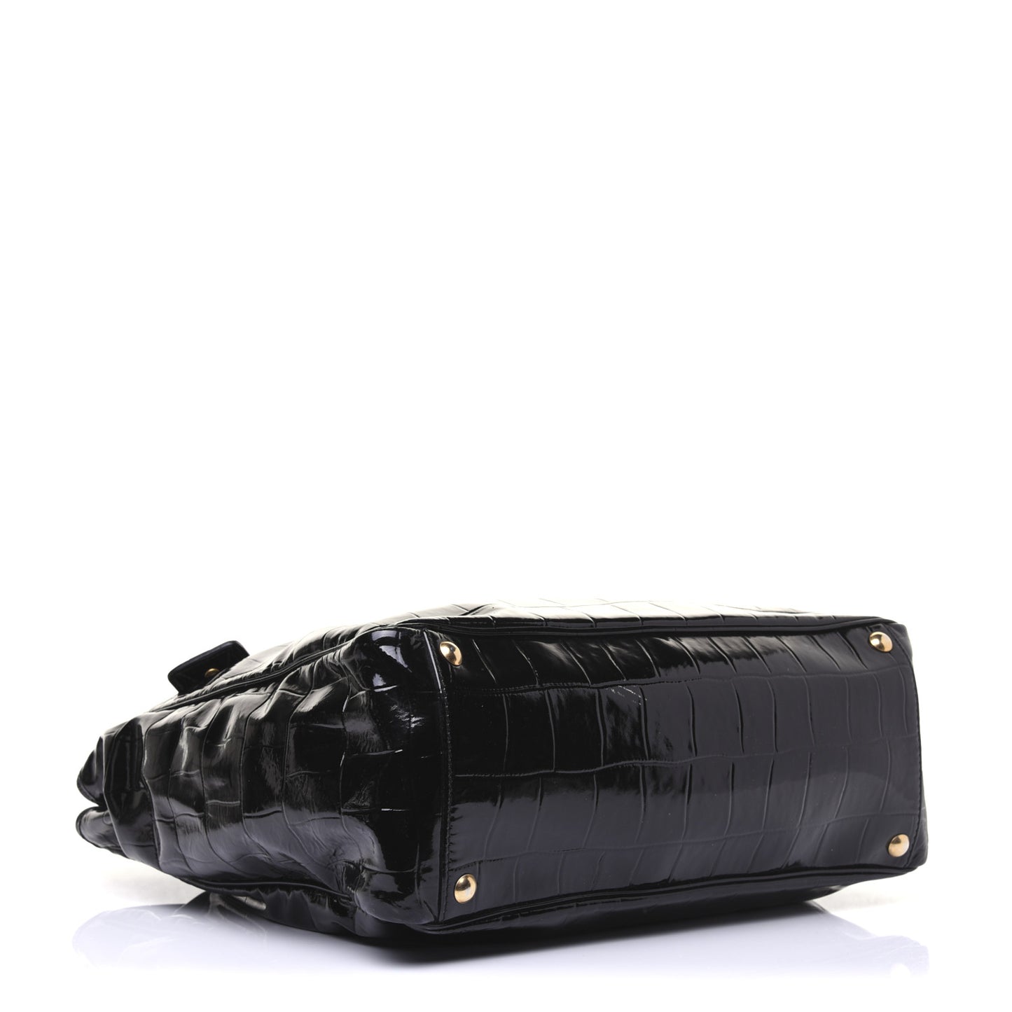 Crocodile Embossed Patent Raspail Tote Black