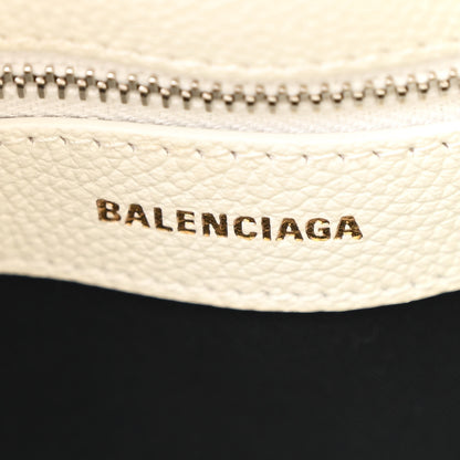 Balenciaga Signature Grained Calfskin Logo S Ville Top Handle Bag White Black 6 of 11