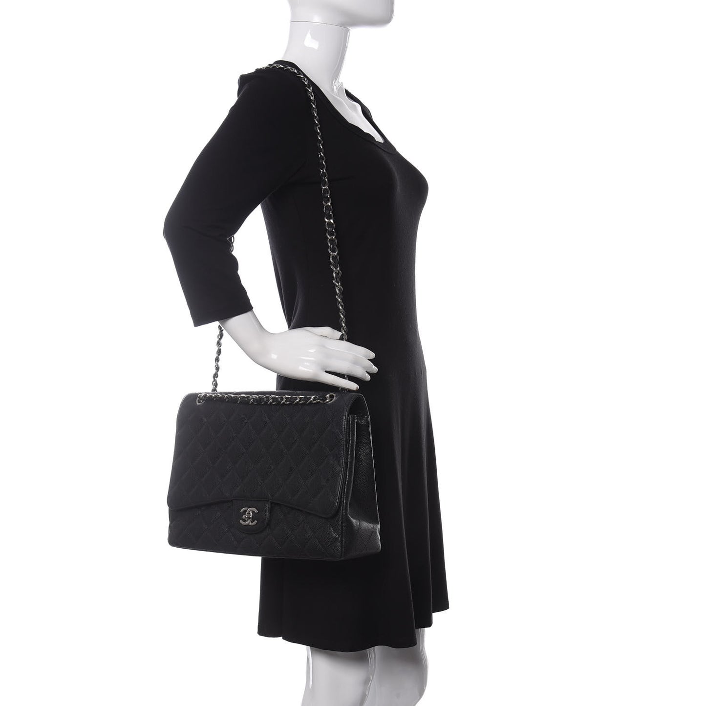Caviar Quilted Maxi Single Flap Black
