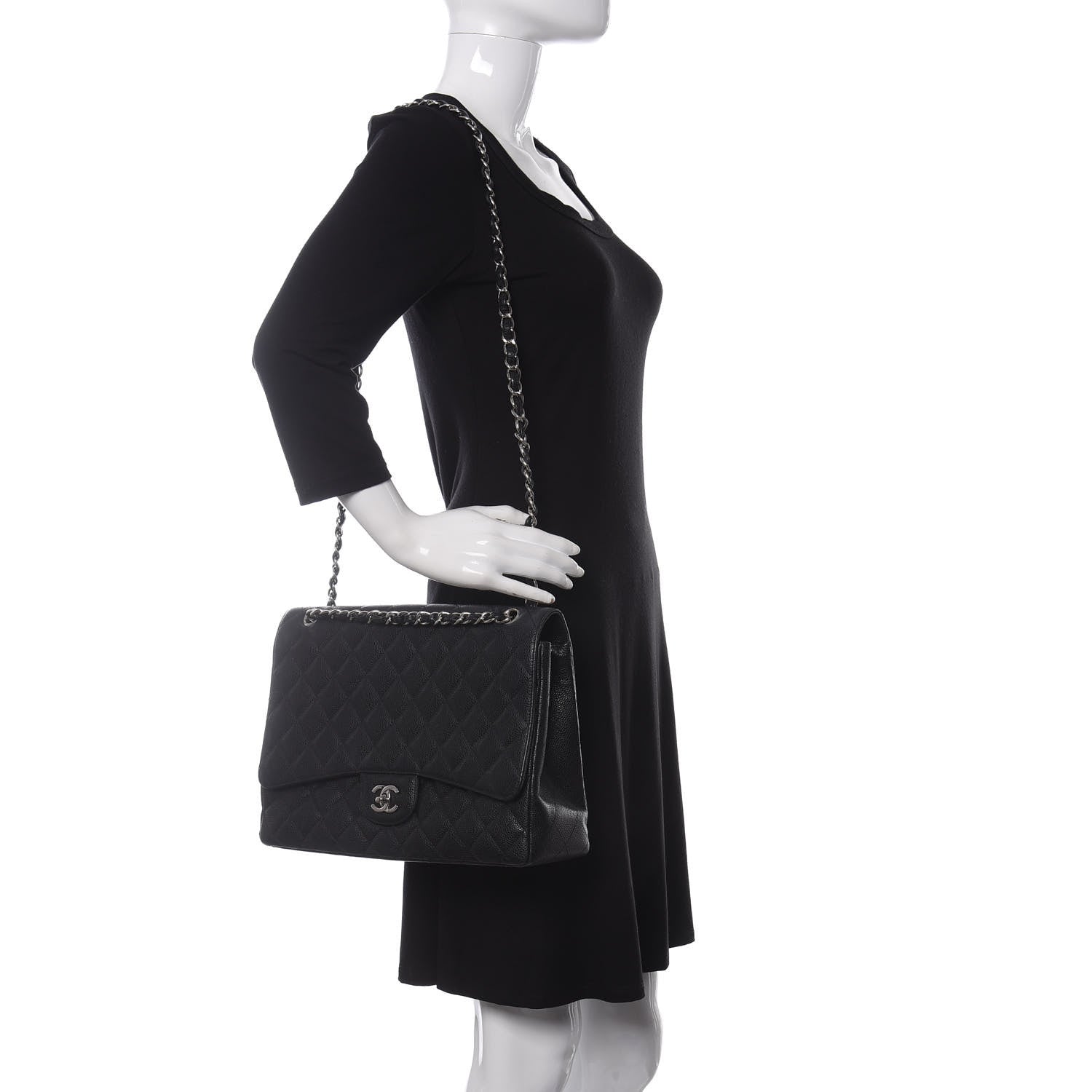Chanel Caviar Quilted Maxi Single Flap Black 3 of 13