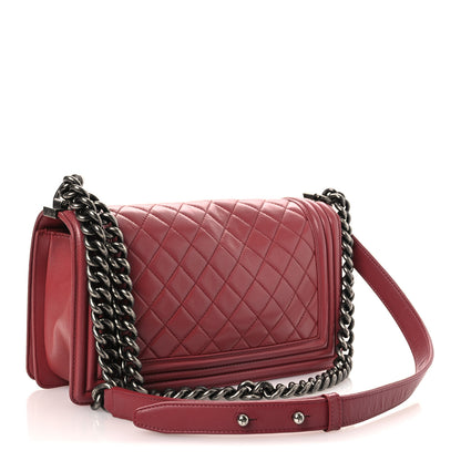Chanel Lambskin Quilted Medium Boy Flap Dark Pink 3 of 11