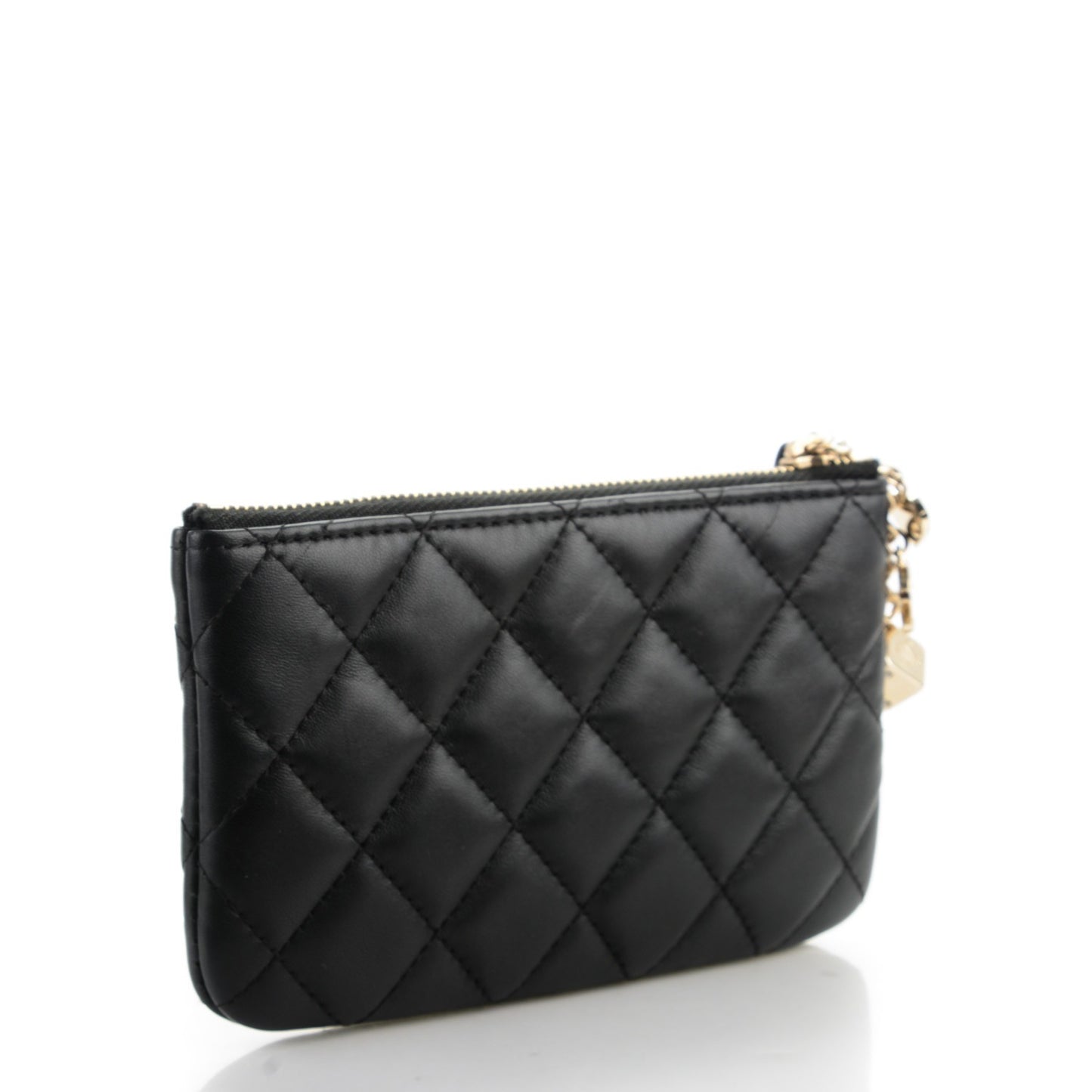 Lambskin Quilted Casino Coin Purse Black