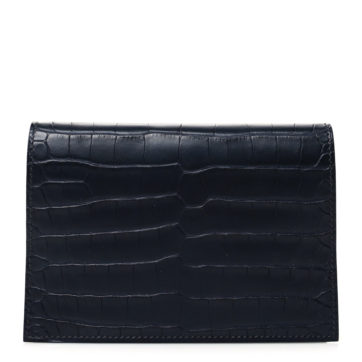 Hermes Matte Alligator Chevre Colorblock MC2 Magellan Passport Holder Black 1 of 11