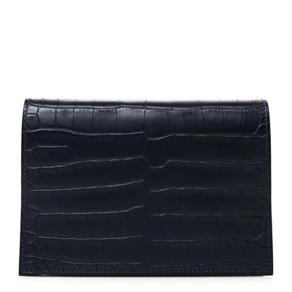Hermes Matte Alligator Chevre Colorblock MC2 Magellan Passport Holder Black 1 of 11