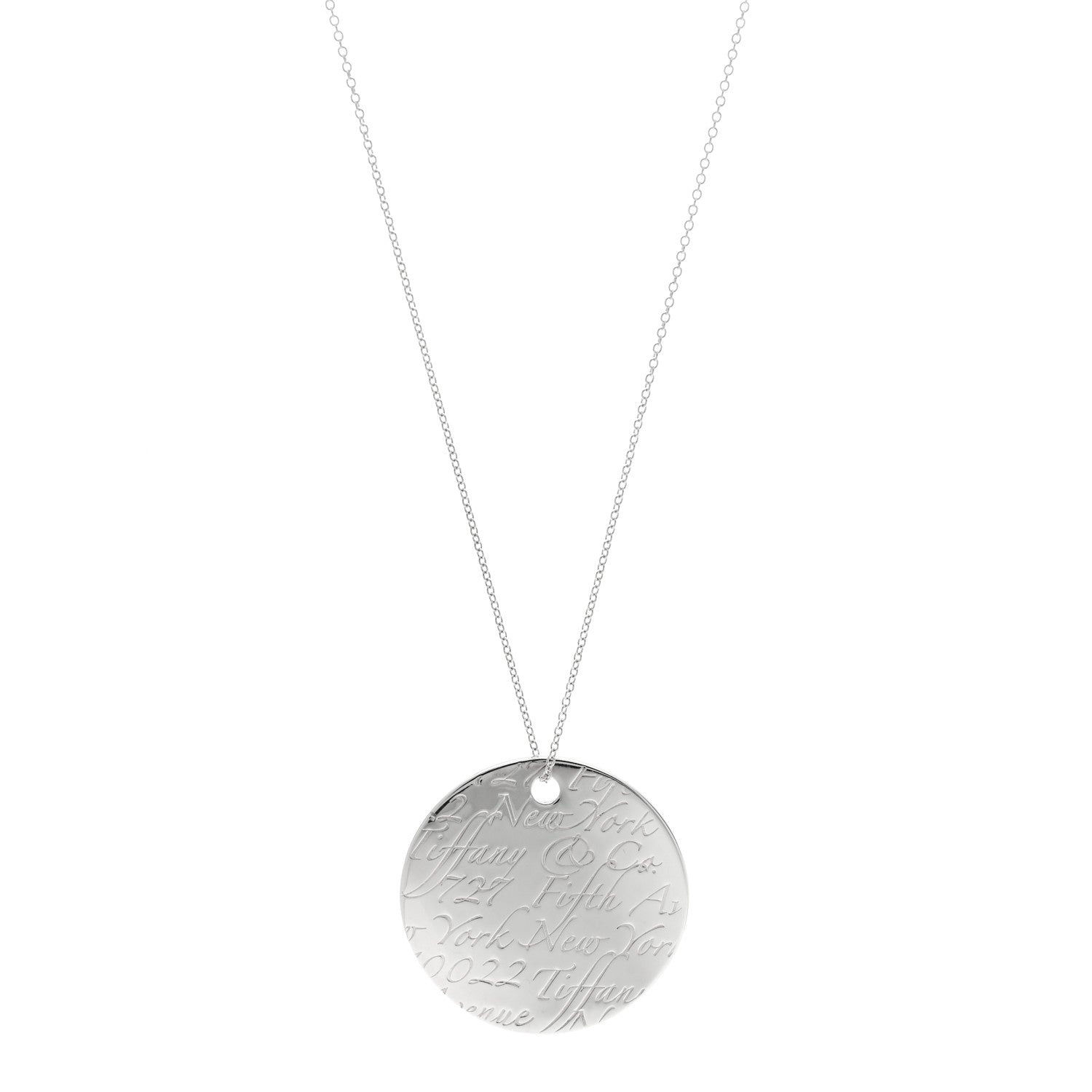 Tiffany Sterling Silver Notes Round Pendant Necklace 1 of 5