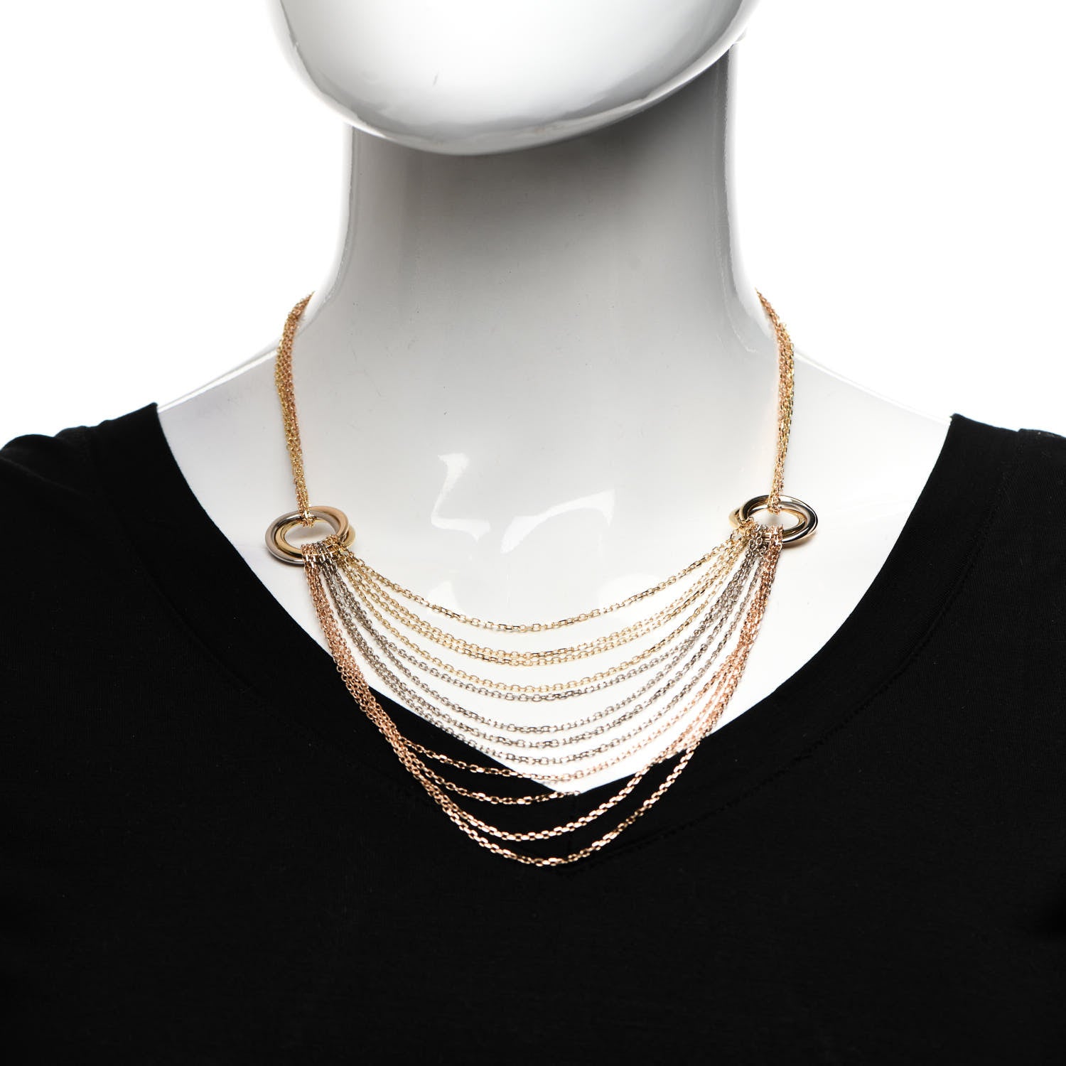 Cartier 18K Pink Yellow White Gold Trinity Multi Strand Necklace 2 of 5