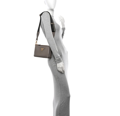 Prada Vitello Daino Soft Mini Zippered Shoulder Bag Argilla 2 of 11