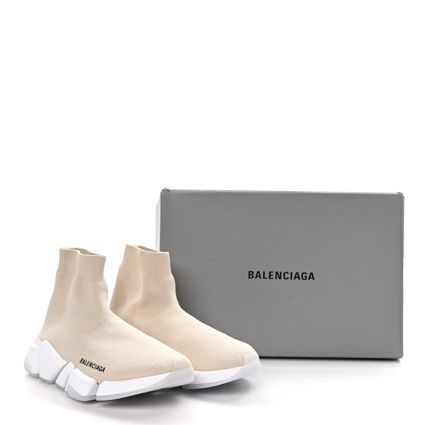 Technical 3D Recycled Knit Bi-Color Womens Speed 2.0 Transparent Sole Sneakers 38 38 Light Beige White