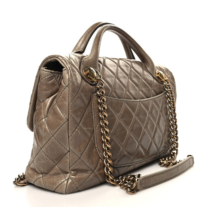 Chanel Glazed Calfskin Castle Rock Medium Flap Dark Beige 3 of 13