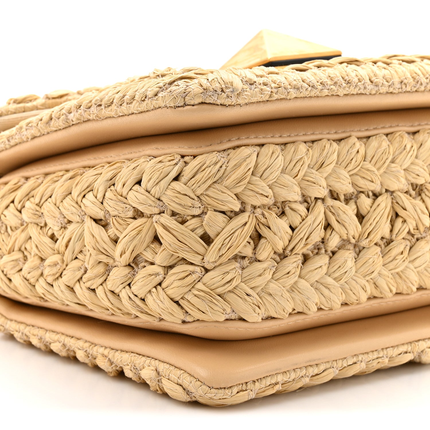 Valentino Garavani Raffia One Stud Chain Clutch Natural 8 of 8