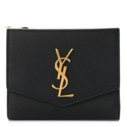 Saint Laurent Grain De Poudre Monogram Bi-Fold Wallet Black 1 of 8