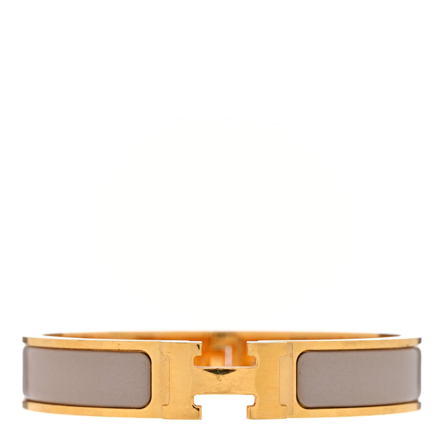 Enamel Narrow Clic Clac H Bracelet GM Marron Glace