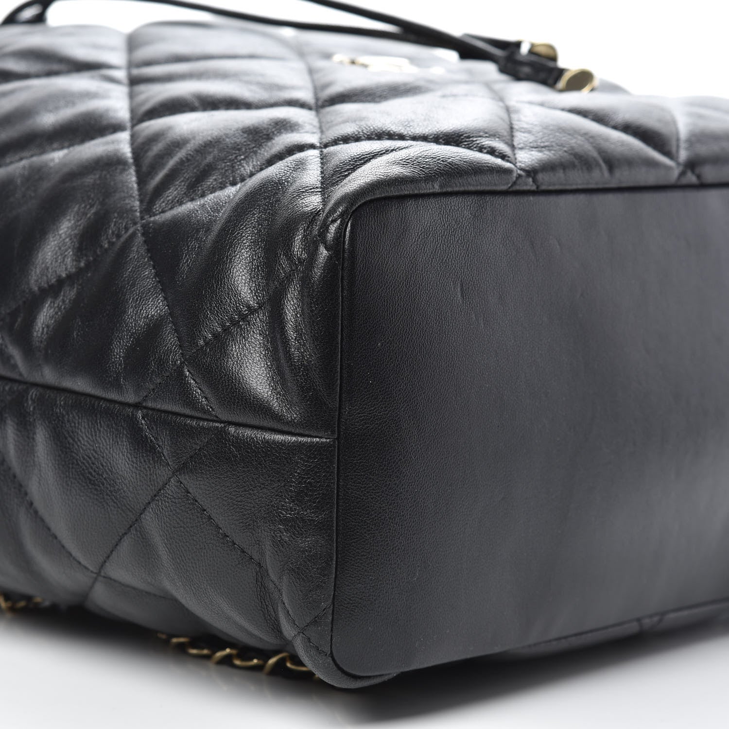 Chanel Lambskin Quilted Drawstring Backpack Black 8 of 10