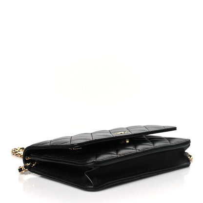 Chanel Lambskin Quilted Wallet On Chain WOC Black 4 of 11