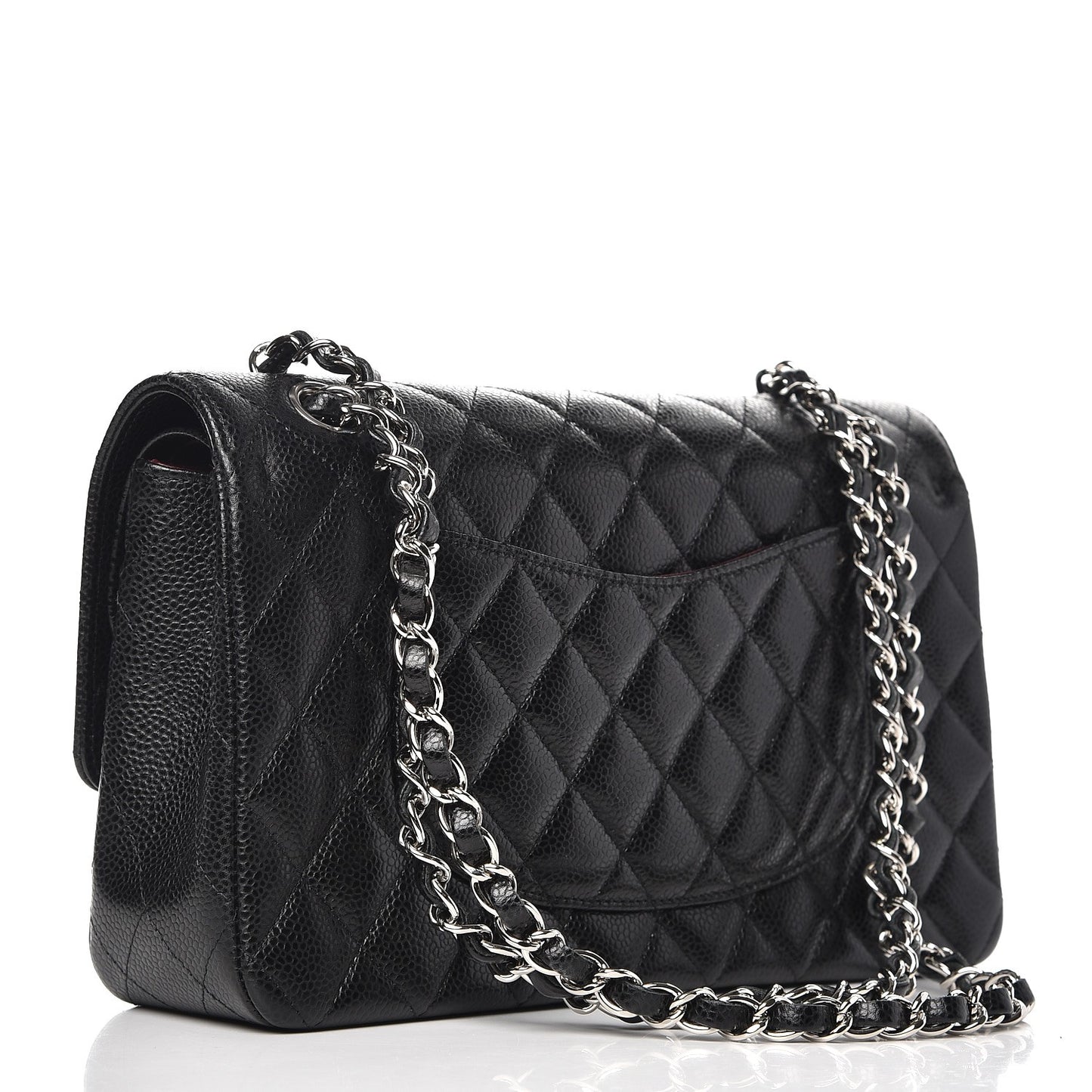 Caviar Quilted Medium Double Flap Black