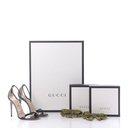 Gucci Patent Crystal Removable Bow Sandals 36.5 Black 13 of 13
