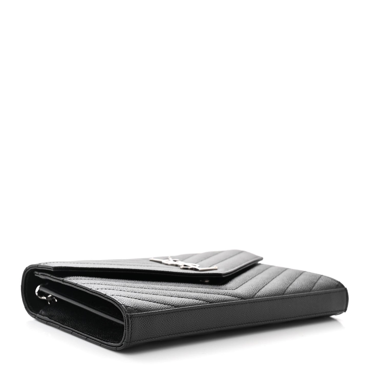 Grain De Poudre Matelasse Chevron Monogram Chain Wallet Black