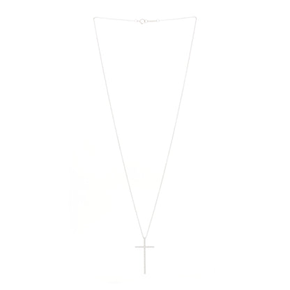 Tiffany 18K White Gold Diamond Metro Cross Pendant Necklace 2 of 6