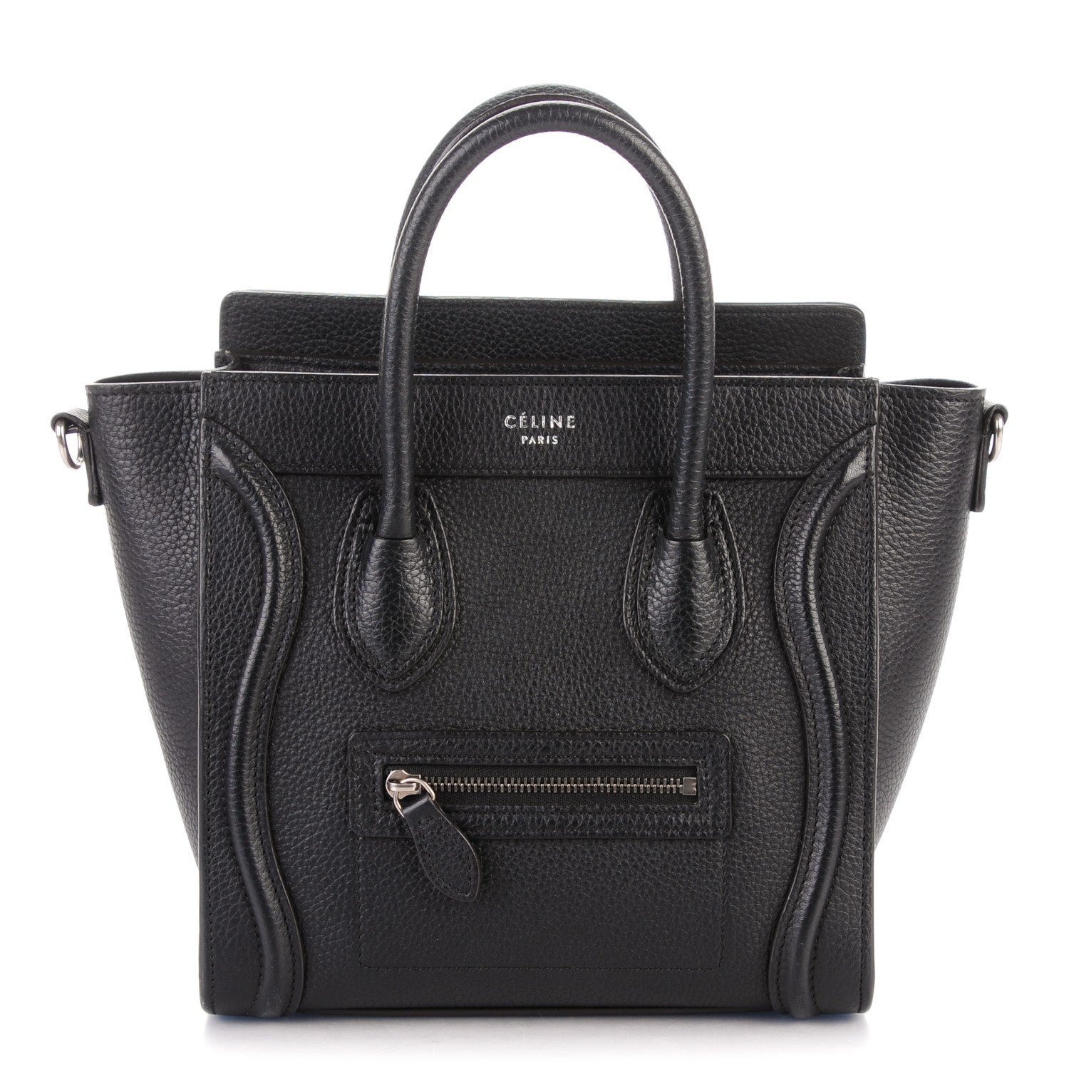 Celine Drummed Calfskin Nano Luggage Black 1 of 7
