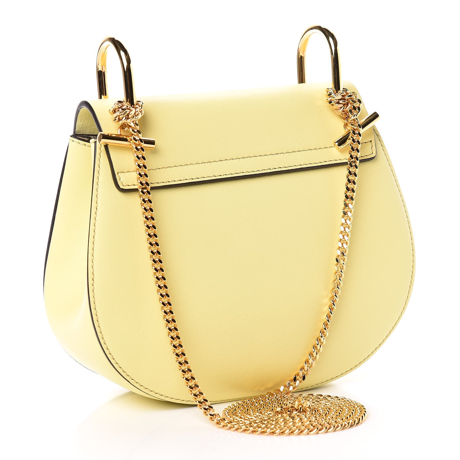 Chloe Suede Smooth Calfskin Mini Drew Shoulder Bag Lemonade 3 of 10