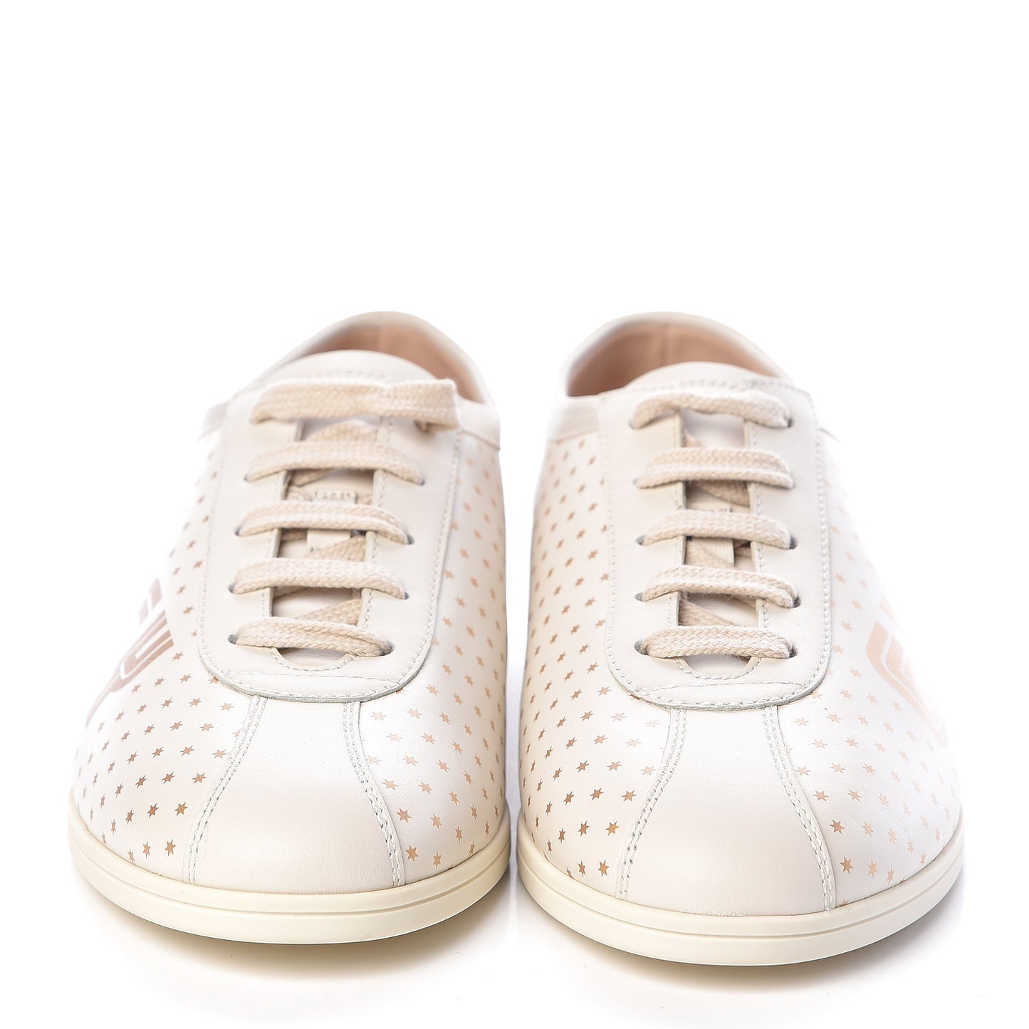 X SEGA Calfskin GUCCY Stars Womens Falacer Sneakers 37.5 White