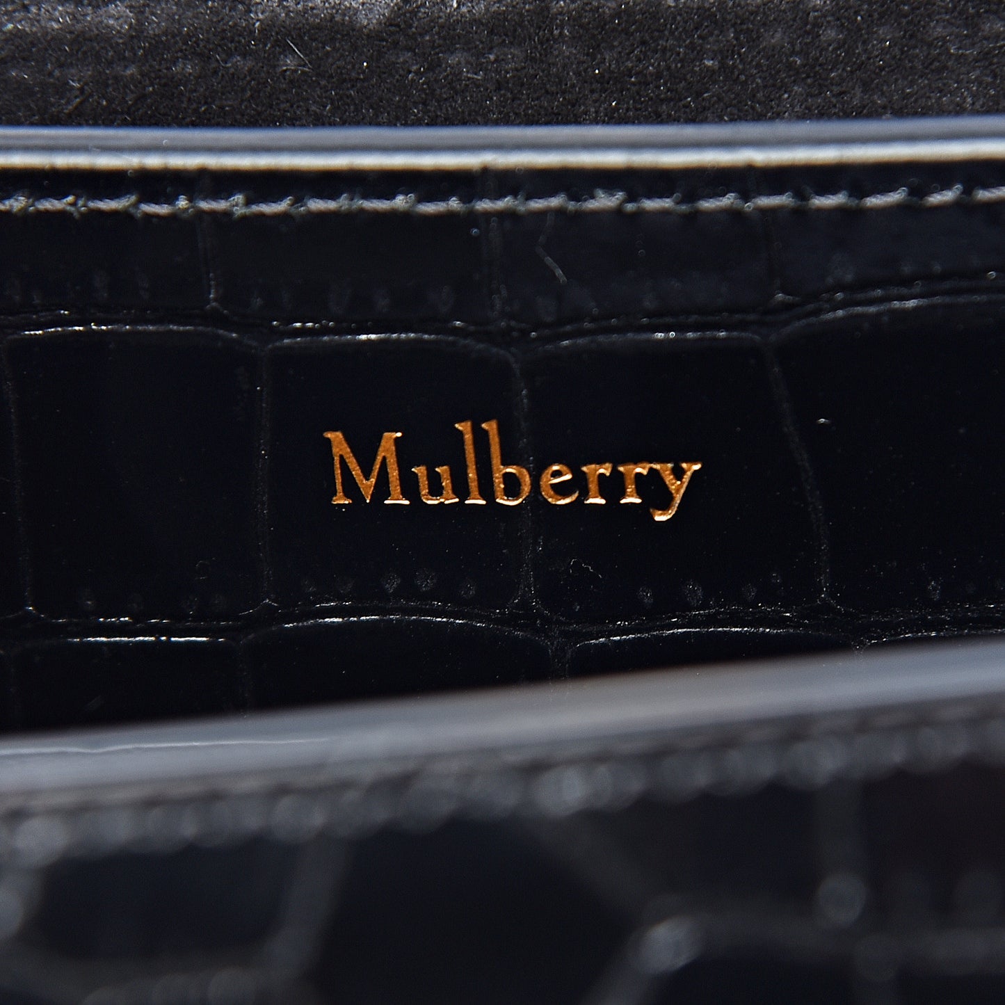 Calfskin Crocodile Embossed Mini Seaton Black
