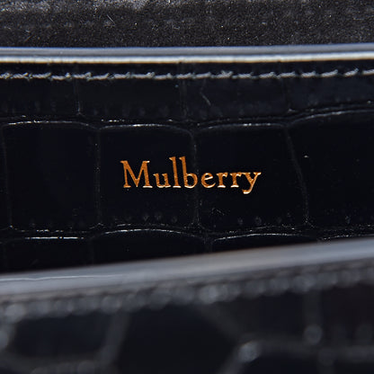Mulberry Calfskin Crocodile Embossed Mini Seaton Black 6 of 20