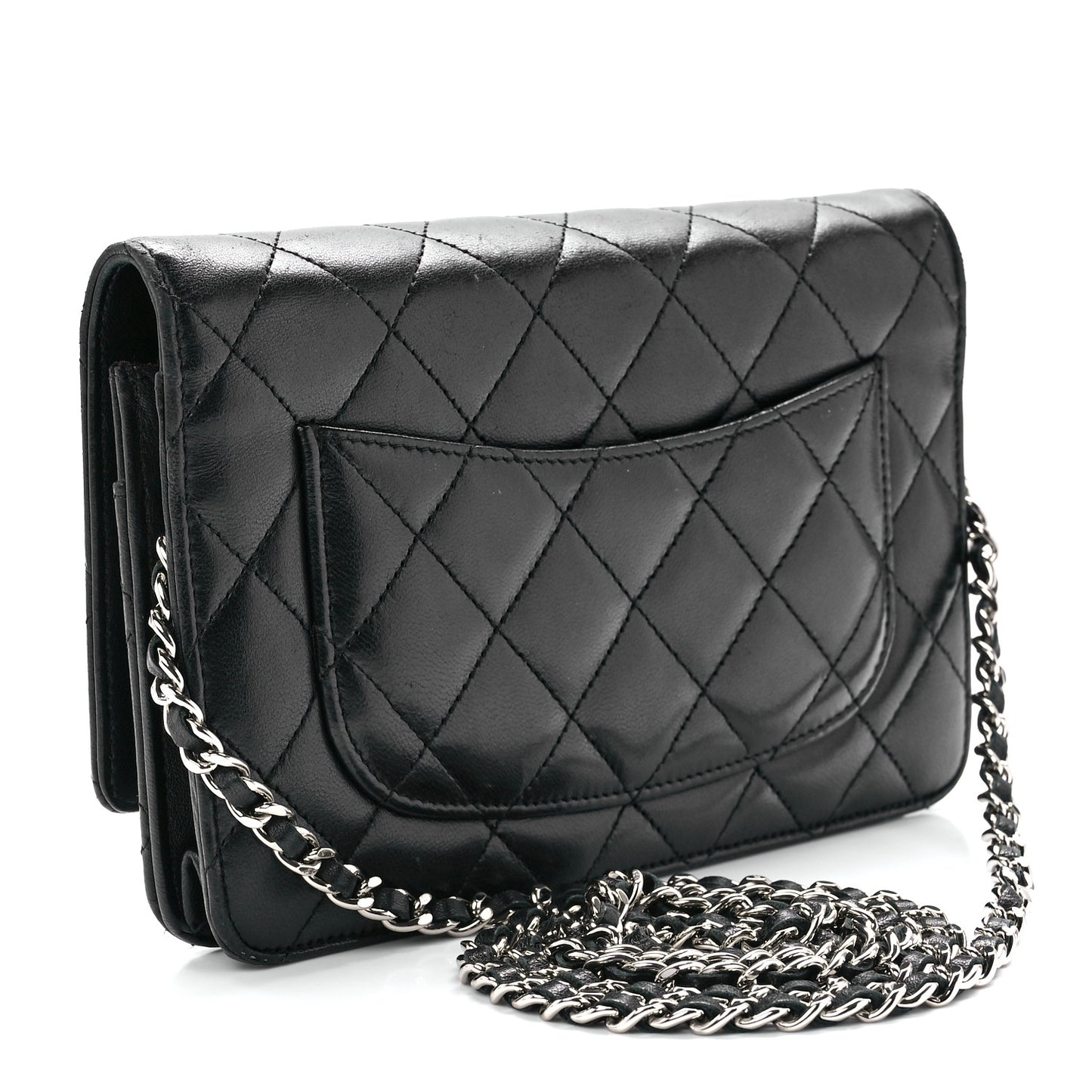 Lambskin Quilted Wallet On Chain WOC Black