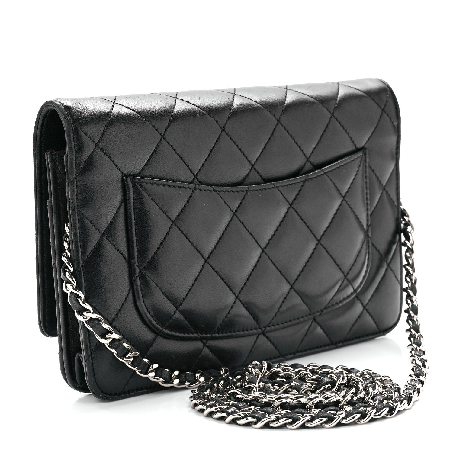 Chanel Lambskin Quilted Wallet On Chain WOC Black 3 of 12