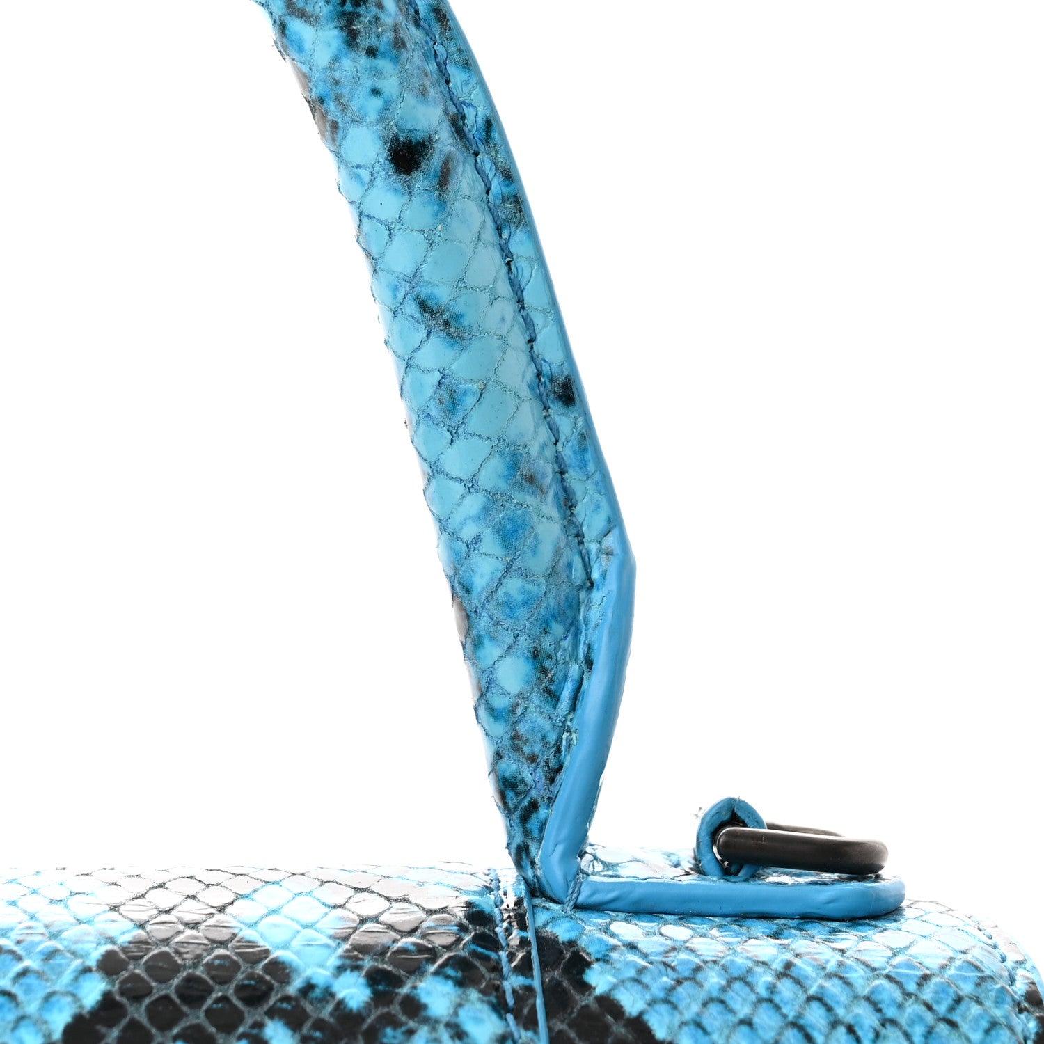 Balenciaga Shiny Calfskin Python Effect Small Hourglass Top Handle Bag Azur Black 12 of 12