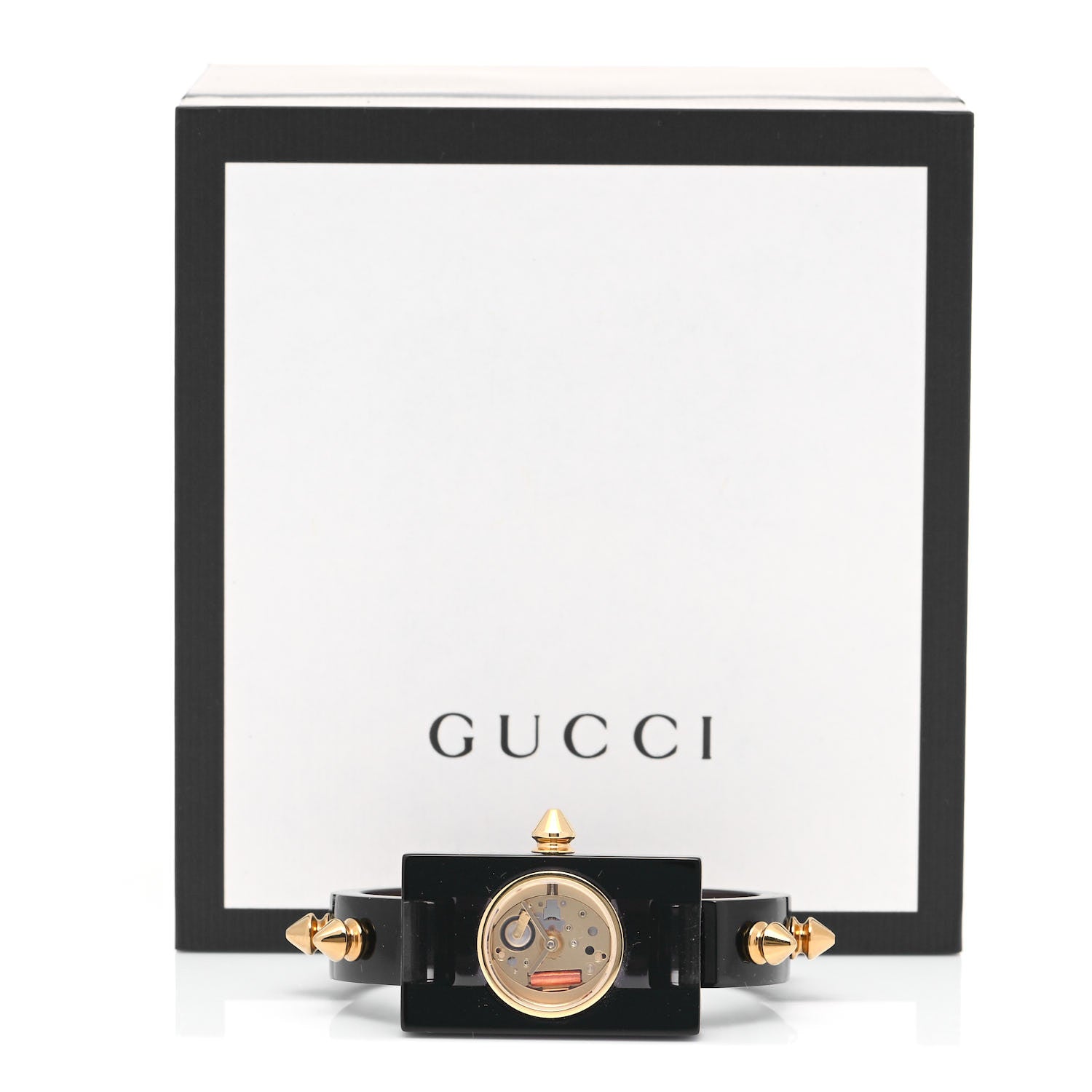 Gucci Stainless Steel Plexiglass 24mm Skeleton Stud Quartz Watch Black 5 of 5