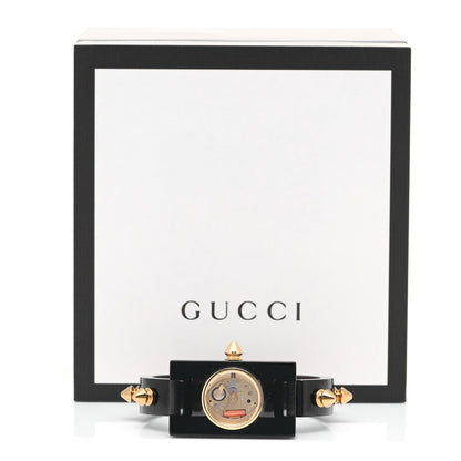 Gucci Stainless Steel Plexiglass 24mm Skeleton Stud Quartz Watch Black 5 of 5