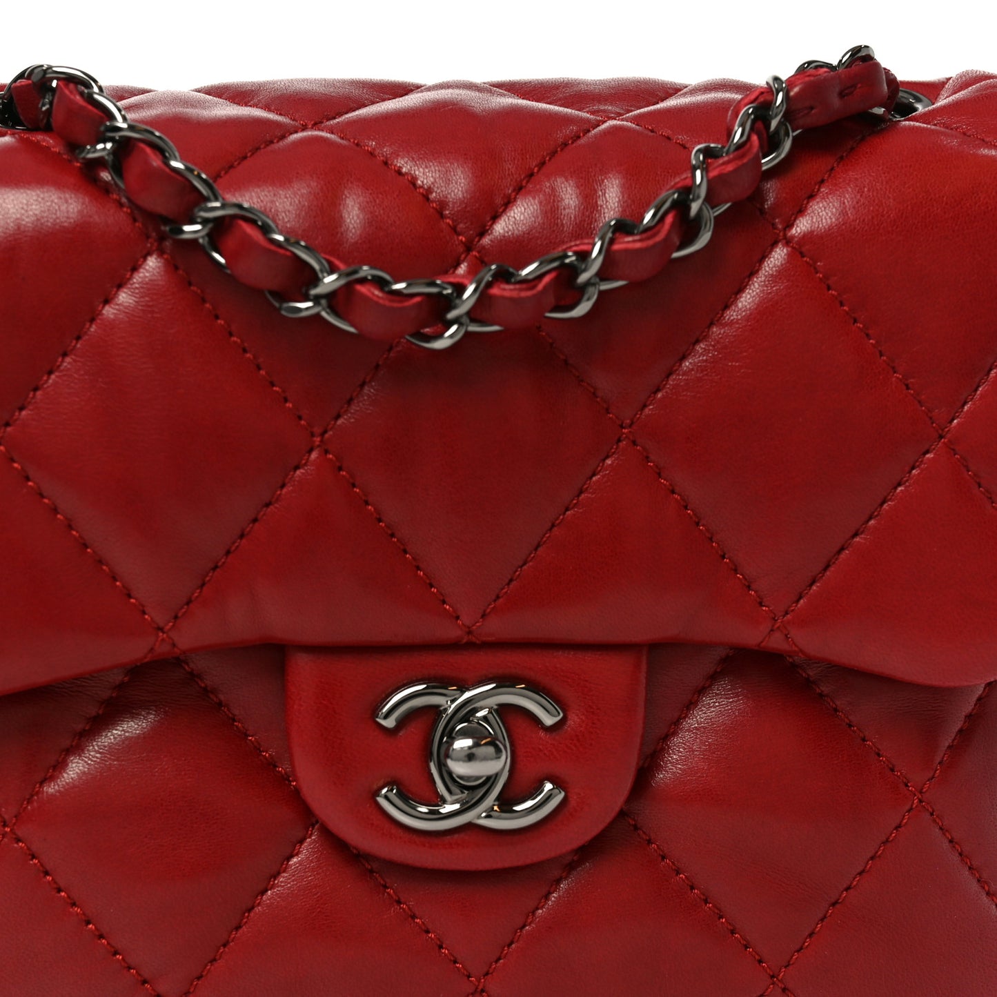 Lambskin Quilted Mini Chanel 3 Flap Red