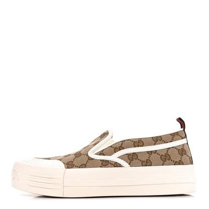Gucci GG Monogram Womens Slip Sneakers 40 Beige Ebony Mystic White 1 of 9