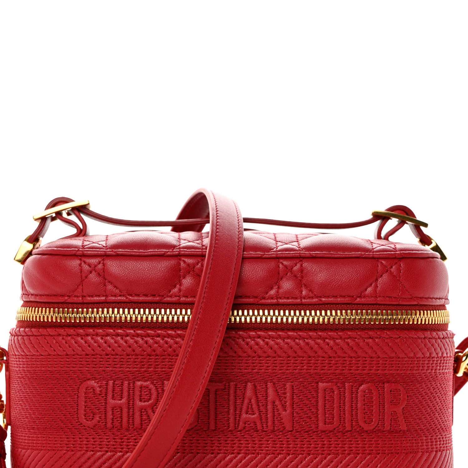 Christian Dior Lambskin Cannage Small Diortravel Vanity Case Red 8 of 10