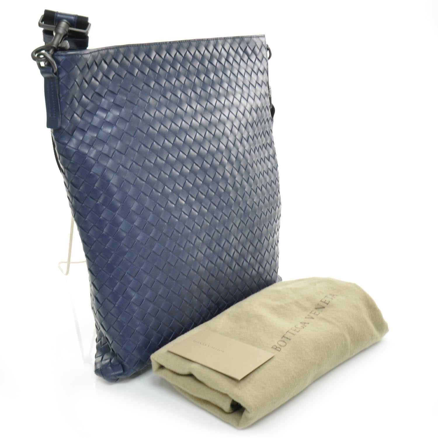 Bottega Veneta Nappa Intrecciato Messenger Bag Navy Blue 3 of 9