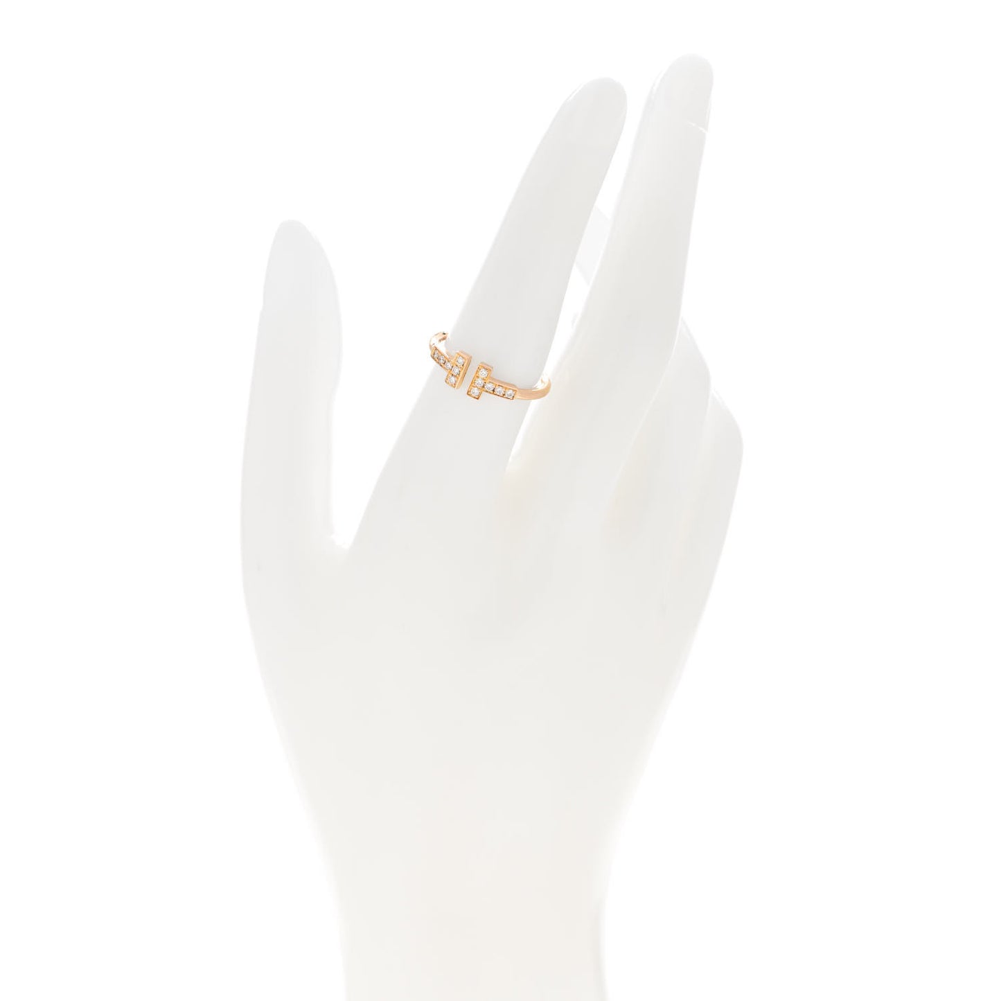 18K Rose Gold Diamond T Wire Ring 53 6.5