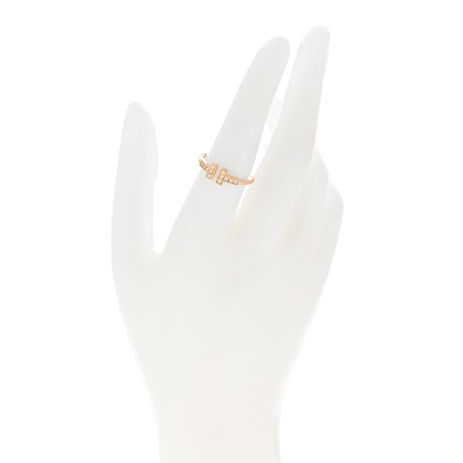Tiffany 18K Rose Gold Diamond T Wire Ring 53 6.5 2 of 4