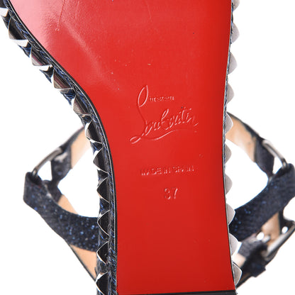 Christian Louboutin Glitter Luminor Cataclou 60 Platform Sandals 37 Navy 6 of 9