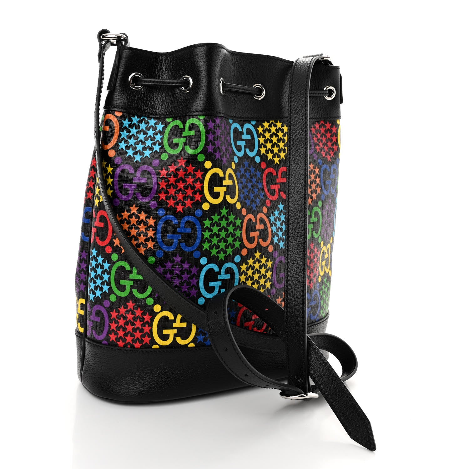 Gucci GG Supreme Monogram Psychedelic Bucket Bag Black 3 of 10