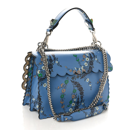 Fendi Vitello Liberty Japanese Blossom Scalloped Studded Grommet Kan I Shoulder Bag Nebula Multicolor 3 of 8