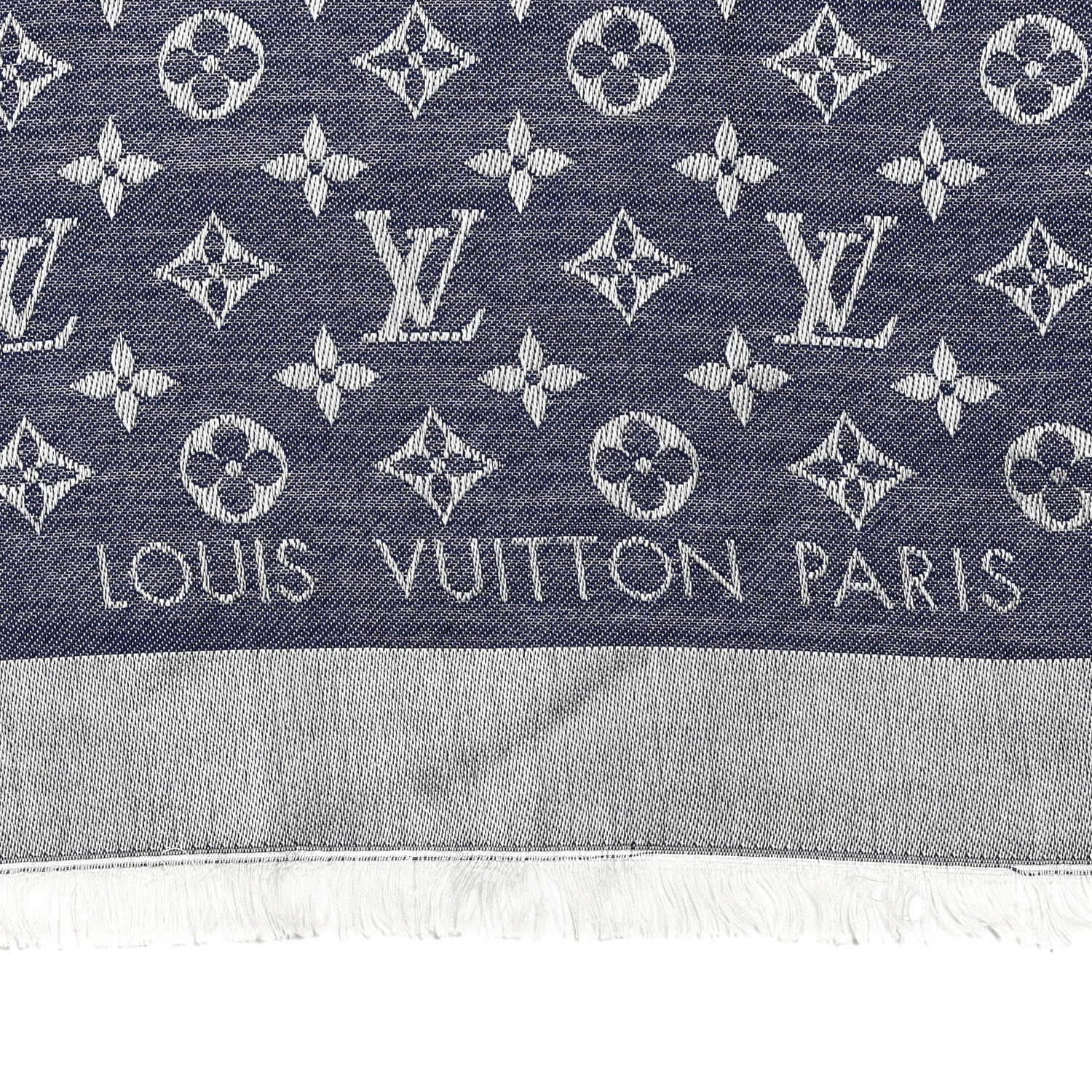 Louis Vuitton Silk Wool Monogram Denim Shawl Blue 2 of 5