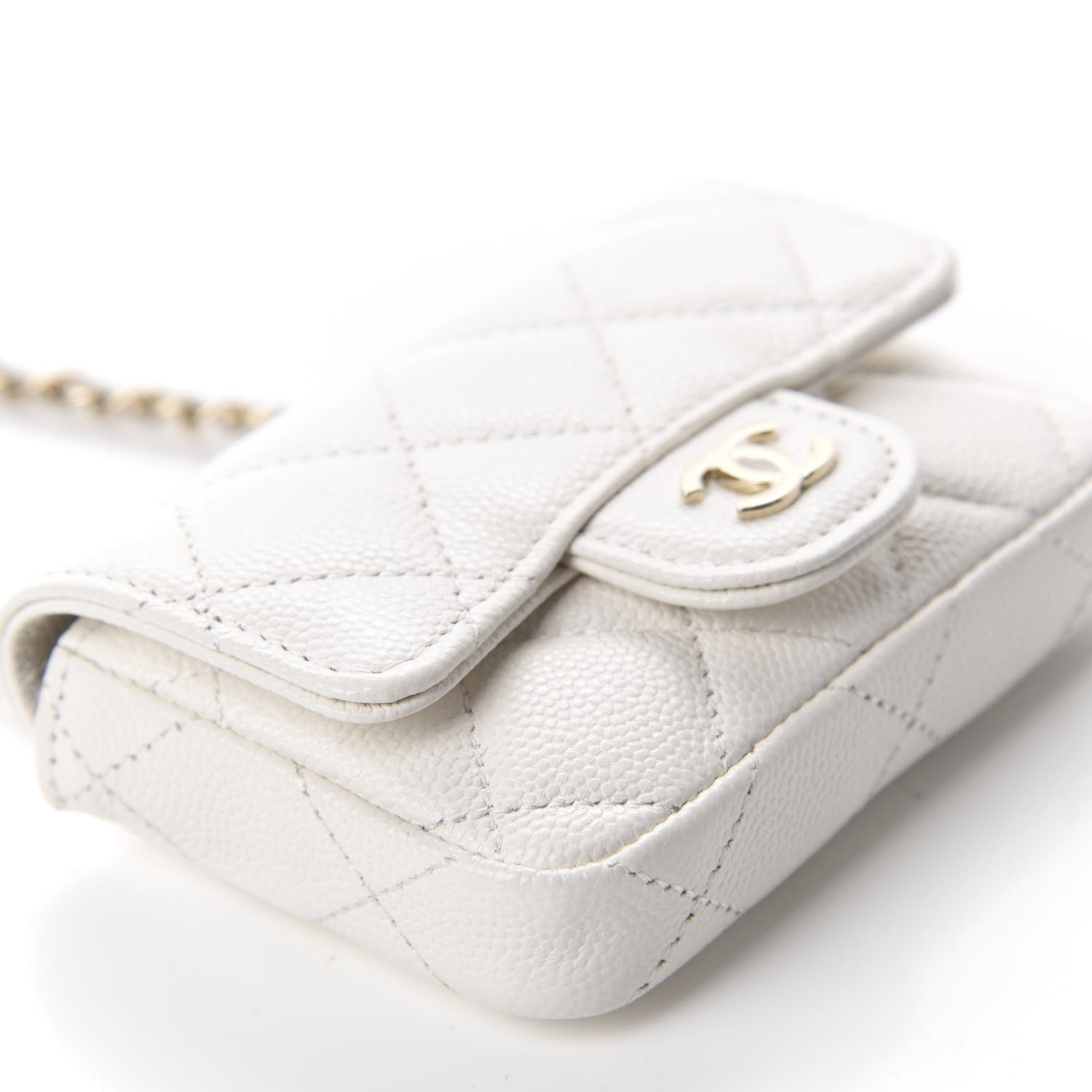 Chanel Caviar Quilted Flap Chain Waist Bag White 6 of 12