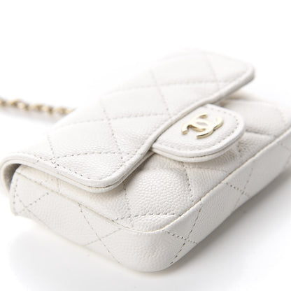 Chanel Caviar Quilted Flap Chain Waist Bag White 6 of 12