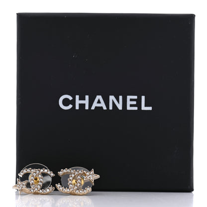 Chanel Crystal CC Starfall Earrings Gold 5 of 5