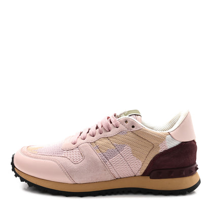 Valentino Garavani Mesh Fabric Suede Camouflage Womens Rockrunner Sneakers 37.5 Multicolor 1 of 10