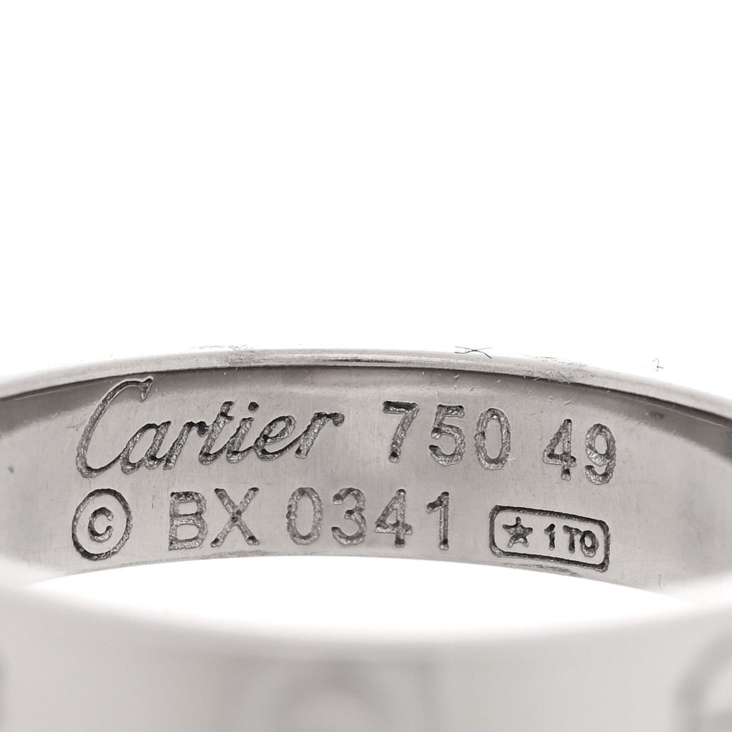 18K White Gold 3.5mm LOVE Wedding Band Ring 49 4.75