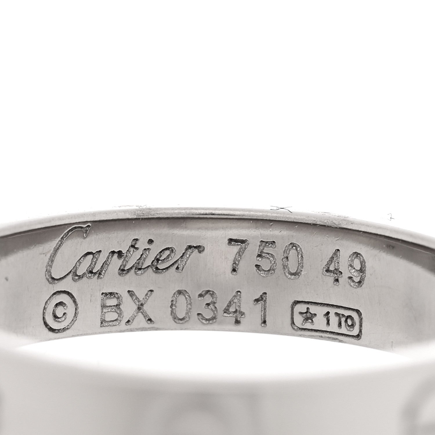 Cartier 18K White Gold 3.5mm LOVE Wedding Band Ring 49 4.75 4 of 4