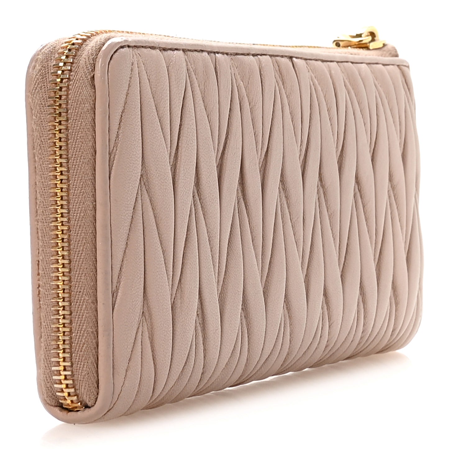 Nappa Matelasse Zip Around Wallet Pomice