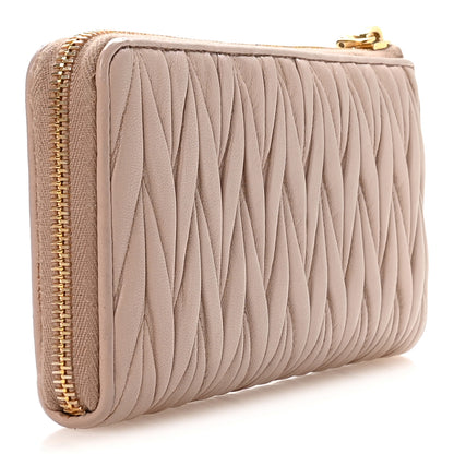 Miu Miu Nappa Matelasse Zip Around Wallet Pomice 3 of 9